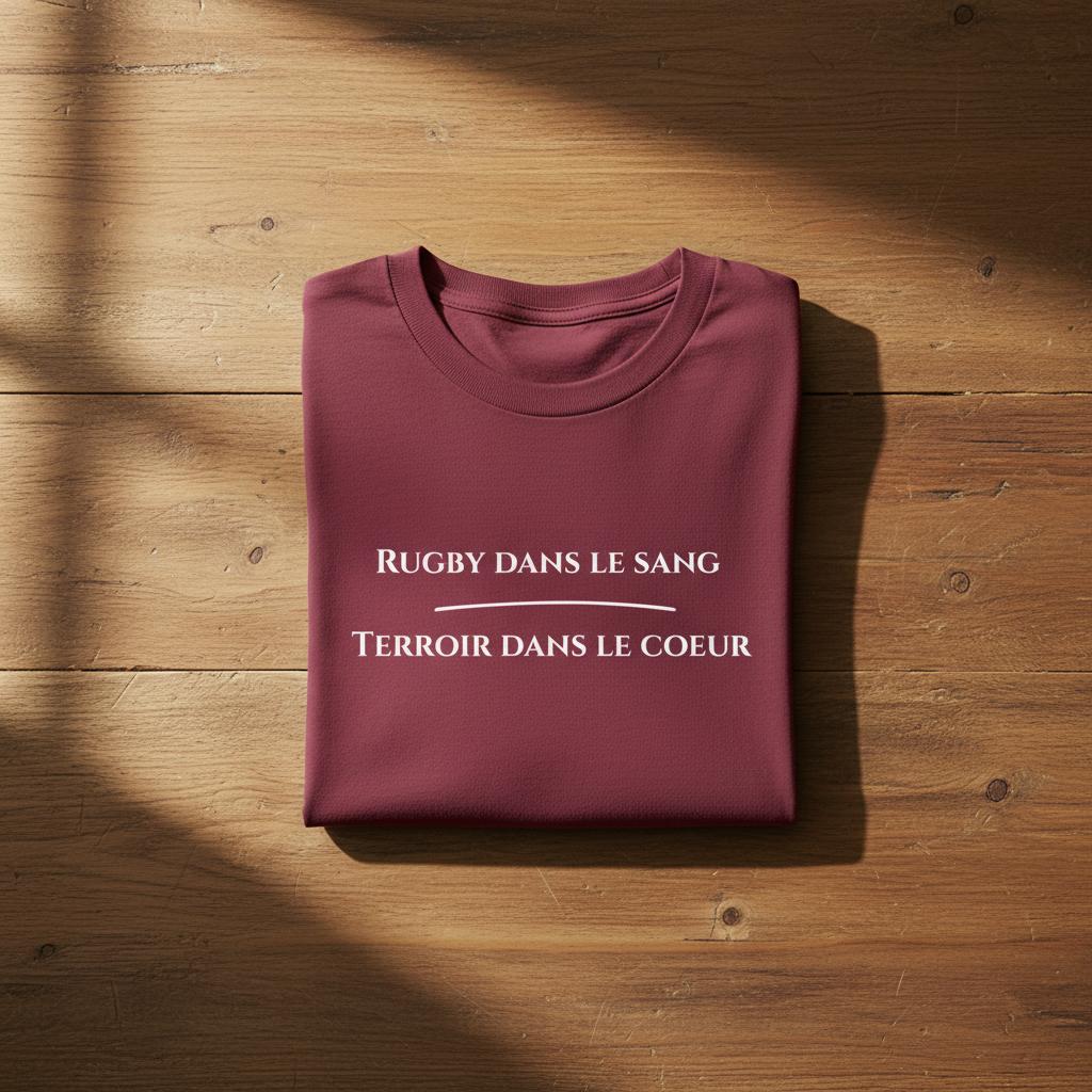 T-shirt Homme – Rugby dans le sang, Terroir dans le cœur