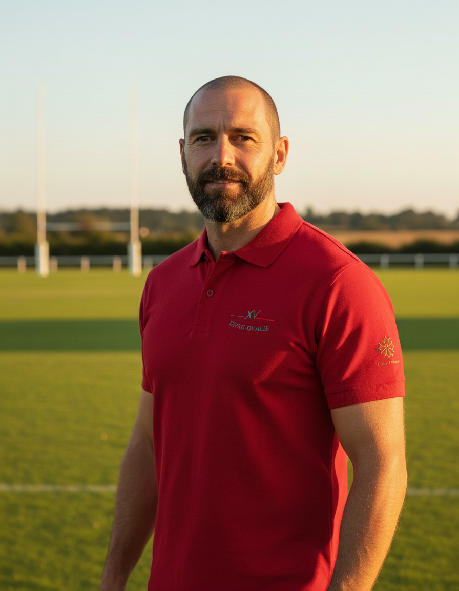 Polo brodé “Esprit Ovalie” – L’élégance du caractère